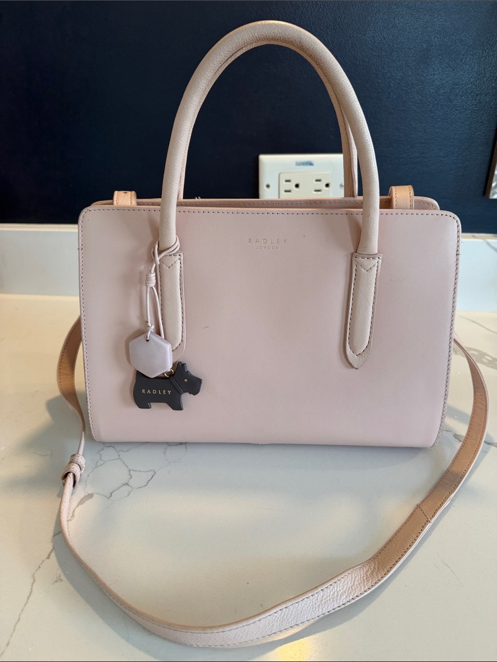 RADLEY LONDON Liverpool St Blush Pink Leather Satchel with Dog Charm